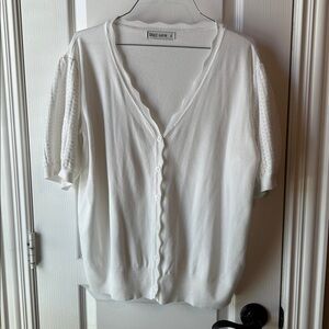 2XL Ivory Button-Up Knit Top/ Cardigan Layering Girly Preppy Easter